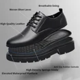 thumbnail image 6 of Men's Vintage Leather Lace Up Platform Oxfords Shoes Black Round Toe Soft Rubber Sole Non-Slip Waterproof Business Formal Derby Dress Shoes, 6 of 8