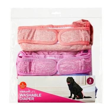 Vibrant Life Washable Dog Diapers for Female Dogs, L, 3 Count