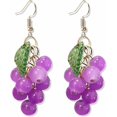 thumbnail image 1 of 3d Green Grapes Drop Earrings Cute Fruit Pink Peach Acrylic Gold Dangle Earrings For Women Girls Charm Jewelry Gift, 1 of 4