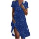 thumbnail image 1 of Vestido Corto de Manga Larga para Mujeres Brillante Impresión Cuello en V Suelto Cómodo, Vestido de Moda de Malla para Fiesta Y Ocasional, 1 of 7
