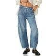 thumbnail image 4 of Women's  Mid Rise Baggy Boyfriend Jeans Vintage Wide Leg Barrel Denim Ankle Pants, 4 of 6