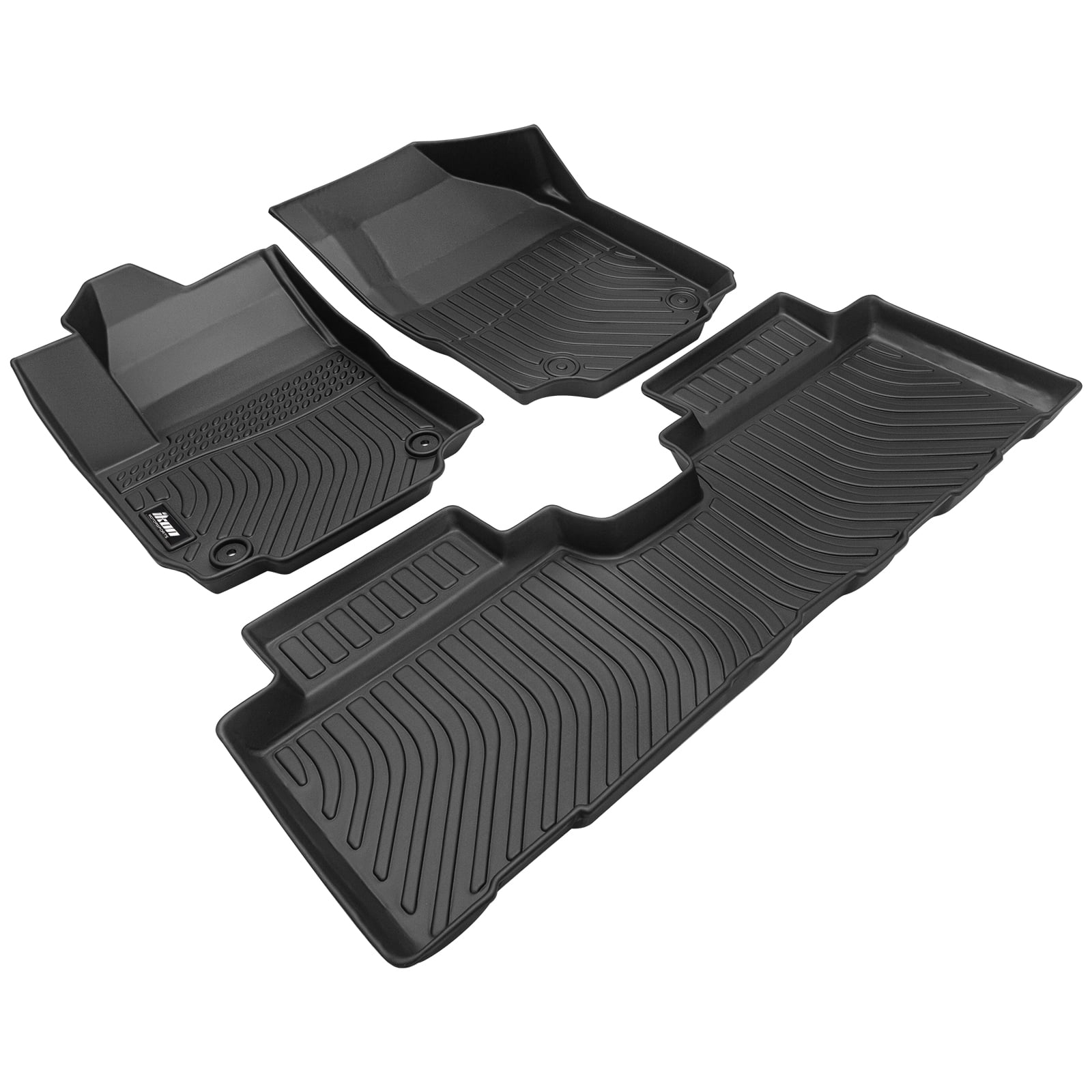 Ikon Motorsports All Weather TPE Floor Mats Liner Fits 2018-2024 Chevy Equinox/ GMC Terrain, 3D Molded Non-slip Waterproof Carpets Guard Black 3PCS
