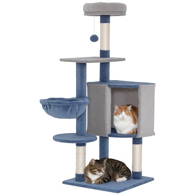 PawHut 48" Cat Tree with Condo, Hammock, Perch, Sisal Scratching Posts