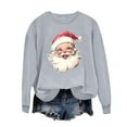 thumbnail image 5 of Uootdi Christmas Long Sleeve Sweatshirts for Gift Women Crewneck Christmas Gnome Wine Glass Cute Santa Hat Xmas Tree Graphic T-S hirts, 5 of 6