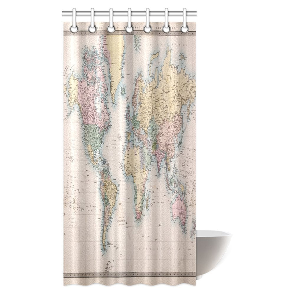 MYPOP Old World Map Shower Curtain Original Old Hand