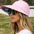 thumbnail image 2 of XIAOCHA Sun‑Shielding Sun Hat for Women , Wide Brim Outdoor Beach Headcover,Pink, 2 of 4