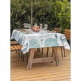 thumbnail image 3 of Outdoor Table Cloth with Umbrella Hole and Zipper, Blue Teal Coastal Waterproof Rectangle Tablecloth 60"x84", Summer Beach Starfish Coral Nautical Washable Table Cover for Outside Party Patio Picnic, 3 of 8
