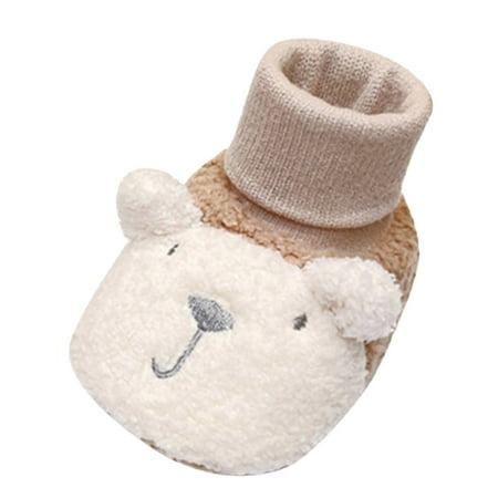 

kpoplk Baby First Walking Shoes Winter Children Infants Toddler Shoes Boys And Girls Non Slip Flat Socks Shoes Girl Sneakers(Khaki)