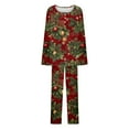 thumbnail image 6 of Tnhcen Women's Elegant Holiday Print Two-Piece Pajamas V-Neck Long Sleeve Pants Christmas Nightwear Loungewear Snug Home Clothes S-3XL, 6 of 6