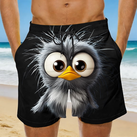 COSFO Casual Big and Tall Swim Trunks for Men Funny Animal Print Beach Quick Dry Board Shorts Drawstring Summer Breathable Loose Fit Elastic Waist Swimwear