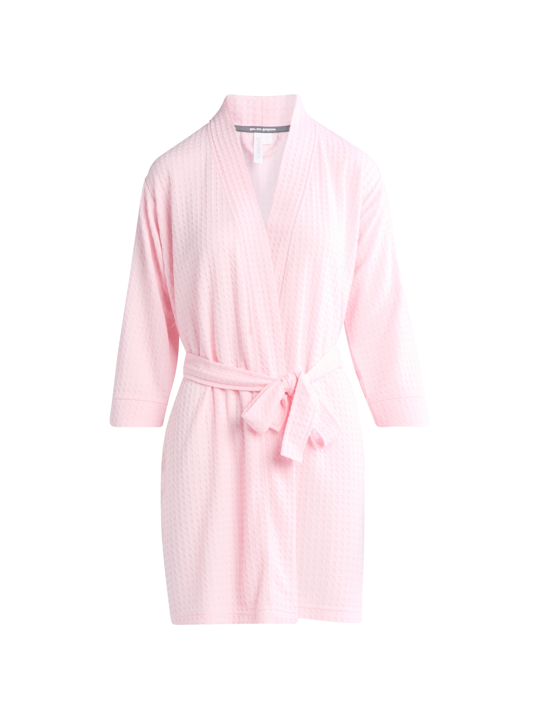 Joyspun Women's Waffle Kimono Short Wrap Robe, Sizes S-3X