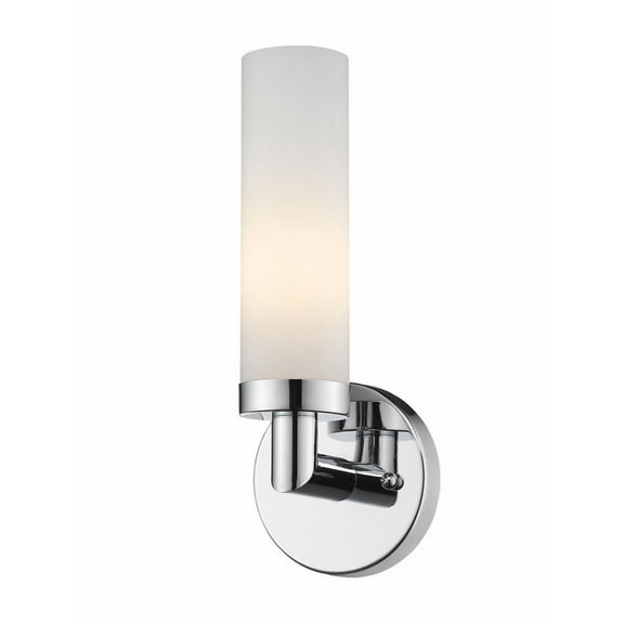 1 Light Contemporary Steel Ada Wall Sconce with Cylinder Satin Opal White Glass-11 inches H By 4.25 inches W-Polished Chrome Finish Bailey Street Home