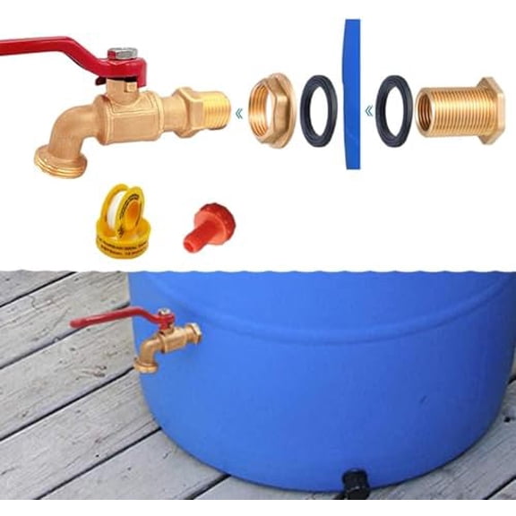 Rain Barrel Spigot Kit, Brass Water Barrel Faucet for Bucket, Water Tanks, Tubs, Pools etc$$Garden & Patio