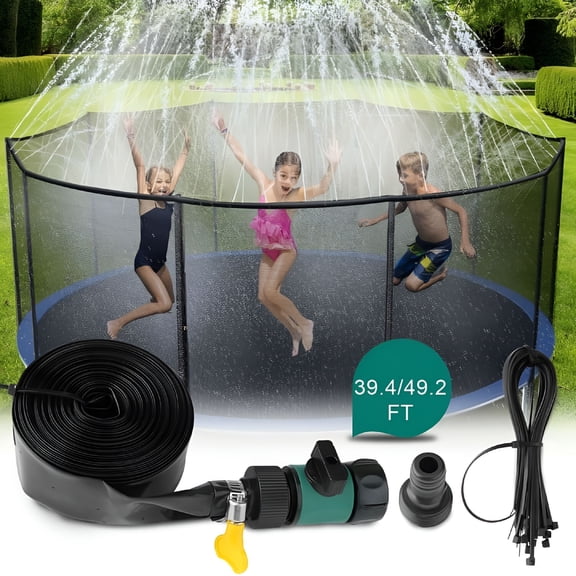 BESTSKY 49ft Trampoline Sprinkler Kids Summer Outdoor Water Toy Fun Waterpark Spray
