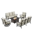 thumbnail image 2 of Black Aluminum Fire Table Set with Two Deep Seating Sofa with Cushions and Two Club Chairs, 2 of 10