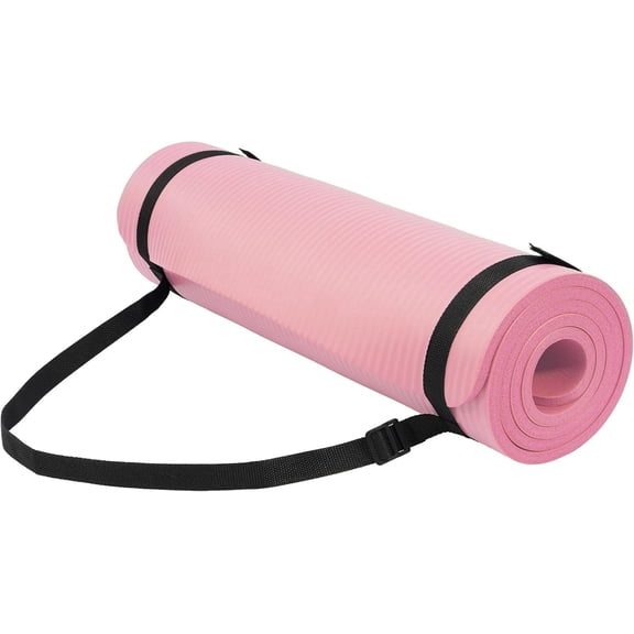 1/2 Inch Extra Thick Yoga Mat, High Density Non-Slip Exercise Mat with Carrying Strap, Pearly Pink