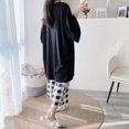 thumbnail image 3 of Plus Size 6XL 150KG Summer Women Pajamas Set O Neck Short Sleeve Tops and Pants Black Sweet Sleepwear Pajamas Suit, 3 of 4