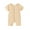 Khaki, variant on Plebaso Baby Girls Boys Clothes Solid Color Short Sleeve Stripe Zipper Romper Newborn Summer Clothes