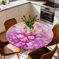 thumbnail image 2 of Watercolor Flower Floral Elastic Fitted Round Table Cover Branch Leaves Colorful Waterproof Outdoor Tablecloth for Holiday Party, Picnic, Patio & Dining Fits Tables Up to 55"-60", 2 of 8