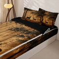 thumbnail image 3 of Castle Fairy Rustic Wood Plank Deer Zipper Twin Comforter Sets with Fitted Sheet and 2 Pillowcases for Boys,Fall Jungle Animal Zipper Bedding Set,Sepia Brown Black,Black Reversible,4-Piece, 3 of 6