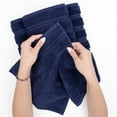 thumbnail image 5 of American Soft Linen Luxury Turkish Hand Towel Set, 100% Cotton 4 Piece Hand Face Towels for Bathroom and Kitchen, Navy Blue, 5 of 9