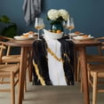 thumbnail image 2 of Black Marble Table Runner - 36 Inch Long, Kitchen Dining Table Runner Dresser Scarves, Luxury Gold White Abstract Cracks Artwork Farmhouse Decor for Coffee Tables Wedding Party Banquet, 2 of 8