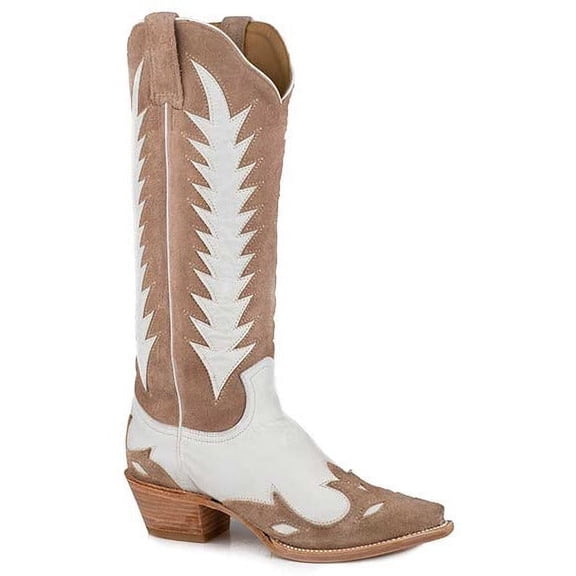 Women's Stetson Beth Suede Boots Handcrafted Cream