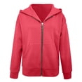 thumbnail image 3 of Womens Tops Casual Women's Solid Color Sweatshirt Women's Sports Pocket Zipper Solid Color Irregular Casual Hoodie Front And Back Sweater Top Coat, 3 of 4