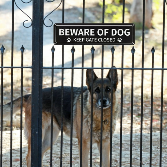 Tnobhg Beware of Dog Sign Paw Print Keep Gate Closed Sign Durable Aluminum Dog Warning Sign for Home Outdoor