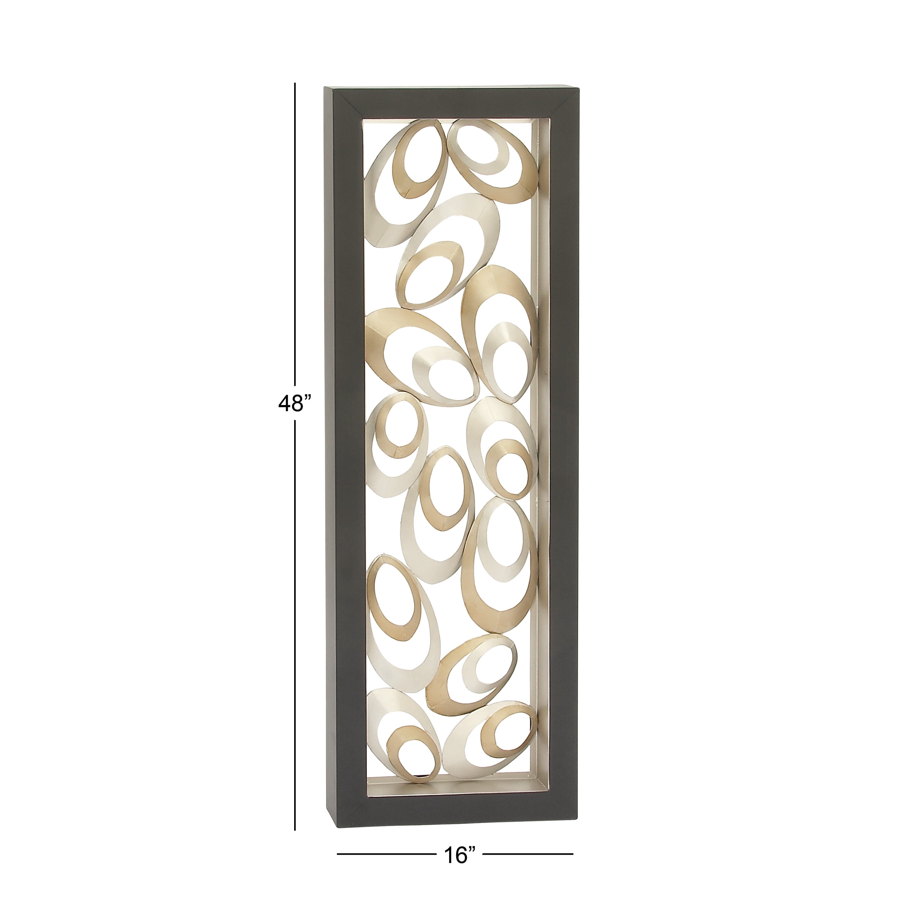 DecMode Gold Metal Scallop Ribbon Abstract Wall Decor with Black Frame