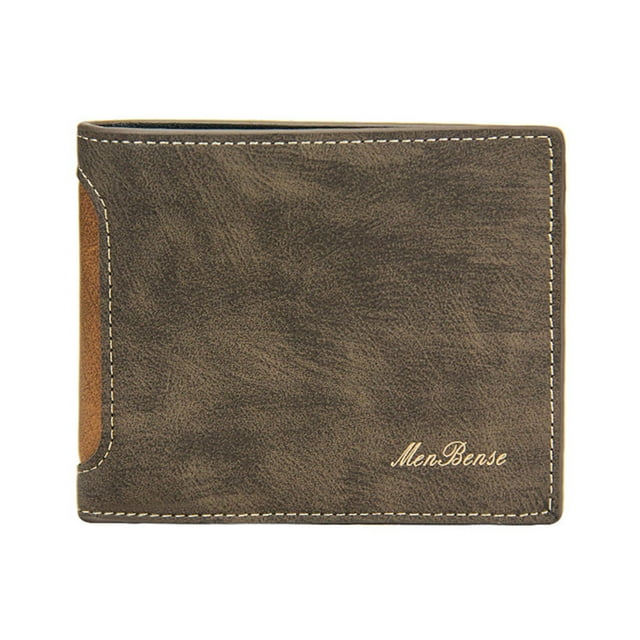 Fashion Color Blocking Short Wallet Men Leather Open Purse Multiple Card Slots Clutch Bag