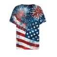 thumbnail image 4 of Feancey American Flag Shirt Tops Womens 4th of July Firework Printed Henley Shirts Summer Short Sleeve Button V Neck Blouses 2024 Independece Day Casual T-Shirts,Blue,3XL, 4 of 5