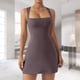 thumbnail image 1 of Vestido De Tirantes Finos Vestido ajustado de mujer Estilo sexy Vestido sin mangas Cuello cuadrado Slim Fit Traje diario Ygjytge Gris M para Mujer, 1 of 5