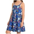 thumbnail image 4 of Sleeveless Summer Dresses Girls Spaghetti Strap Floral Vacation Tiered Dresses Casual Going Out Beach Outfits Dark Blue, 16 Years, 4 of 6