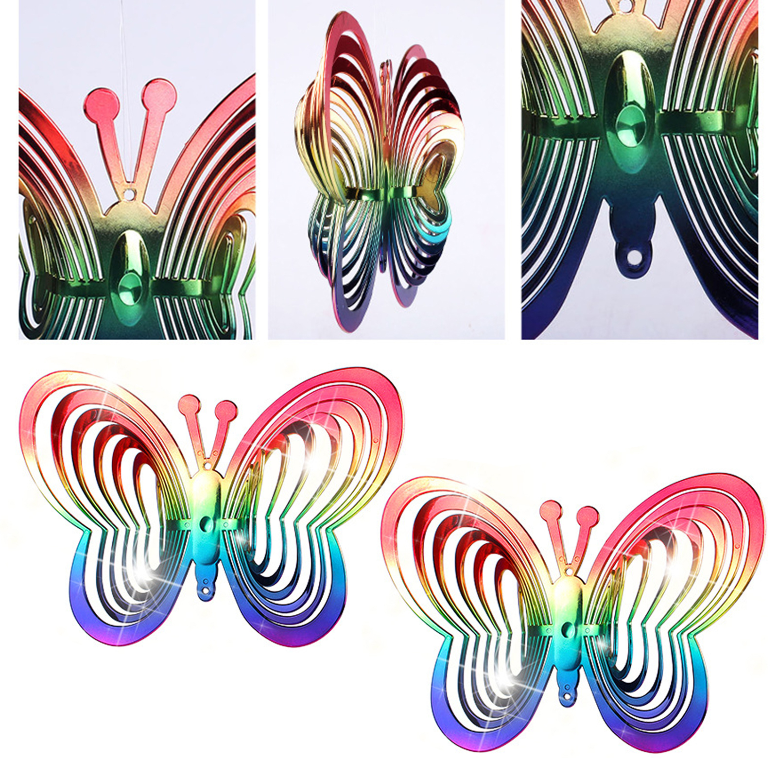Walbest Gradient Color Bird Repellent Wind Spinner Antideformed ABS 3D Butterfly Hanging