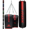 thumbnail image 1 of RDX Punching Bag Heavy Filled Anti Swing Set, Non Tear Maya Hide Leather Adult Bag Punching Gloves Chain, KARA Patent Pending, Kickboxing Boxing MMA Muay Thai Karate Training Workout, 60 lb, 80 lb, 1 of 9