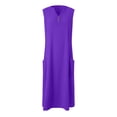 thumbnail image 5 of Yindaity Halter Neck Dresses for Women Womens Summer Sleeveless Backless Dresses Spaghetti Strap Flowy Dress Long Sundress(Dark Purple,5XL), 5 of 5