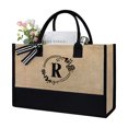 thumbnail image 1 of Bolso de mano de yute para mujer, bolso de compras de moda, bolso de viaje de lino para viajes al aire libre, 1 of 2