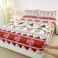 thumbnail image 3 of Feelyou Santa Claus Twin Sheet Sets for Teen, Red Triangle Geometric Twin Fitted Sheet, Merry Christmas Flat Sheet, Super Cozy Room Decor, 3-Piece, 3 of 7