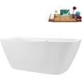 thumbnail image 3 of 63" Streamline G-75-298-BGL Soaking Glossy White Freestanding Tub and Tray With Internal Drain in Brushed Gold, 3 of 8