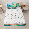 thumbnail image 4 of Manfei Pretty Marine Life Zipper Full Size Comforter Sets with Fitted Sheet and 2 Pillowcases,Cute Sea Turtle Zipper Bedding Set,Blue Yellow,Polkadot Reversible,4pcs, 4 of 8