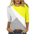thumbnail image 2 of TIMIFIS Hauts pour Femmes Mi-Long Printemps Automne Imprimés Manches 3/4 Hauts Mode Grande Taille Col Ras du Cou T-Shirts Décontractés Blouses Chemises à Manches Longues pour Femmes Automne, 2 of 4