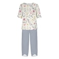 thumbnail image 4 of Yuwull Womens Pajamas Set Short Sleeve Crew Neck Top with Capris Pants Elastic High Waisted Casual Floral Sleepwear Pjs Loungewear Sets Womens Sleepwear Summer Pajamas S-4XL Plus Size On Clearance, 4 of 5