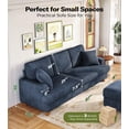 thumbnail image 2 of Welzona 87" Corduroy Sofa, Modern 3-Seater Couch with 2 Throw Pillows, Tool-Free Assembly, Blue, 2 of 10