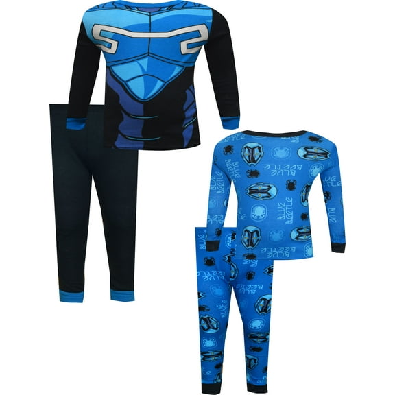 Komar Kids Boys DC Comics Blue Beetle Classic Long Sleeve Cotton 4 Piece Pajama (8)