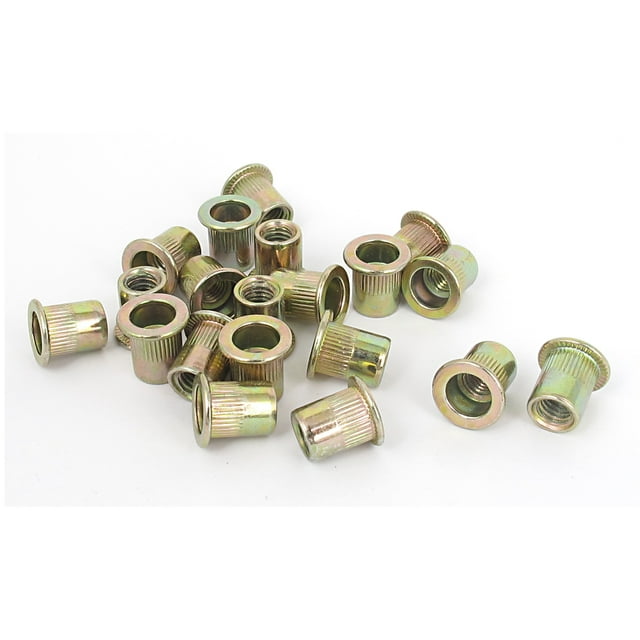 Tuercas remachadas de cuerpo estriado de cabeza plana M6x12mm, 20 piezas