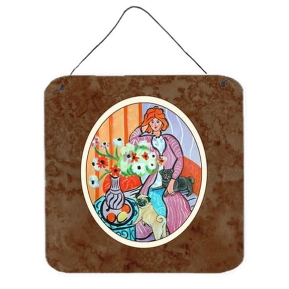 Lady with Her Pug Wall or Door Hanging Prints, 6 x 0.02 x 6 in.