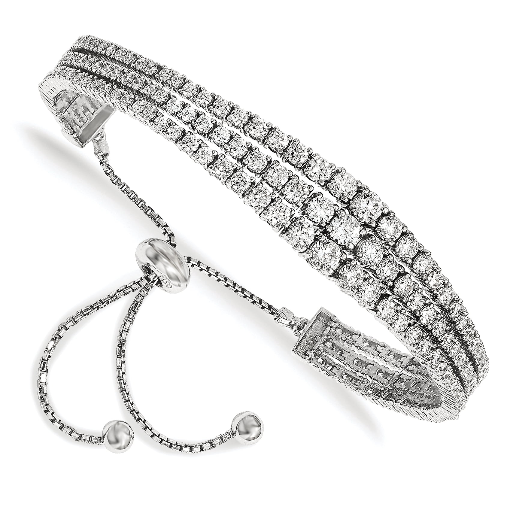 925 Sterling Silver Cubic Zirconia Adjustable Bracelet for Women