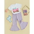 thumbnail image 3 of Suealasg Baby Girls 2Pcs Birthday Outfits Short Sleeve Letter Print Romper + Pants Set Infant Newborn Girls One Birthday Clothes, 3 of 9