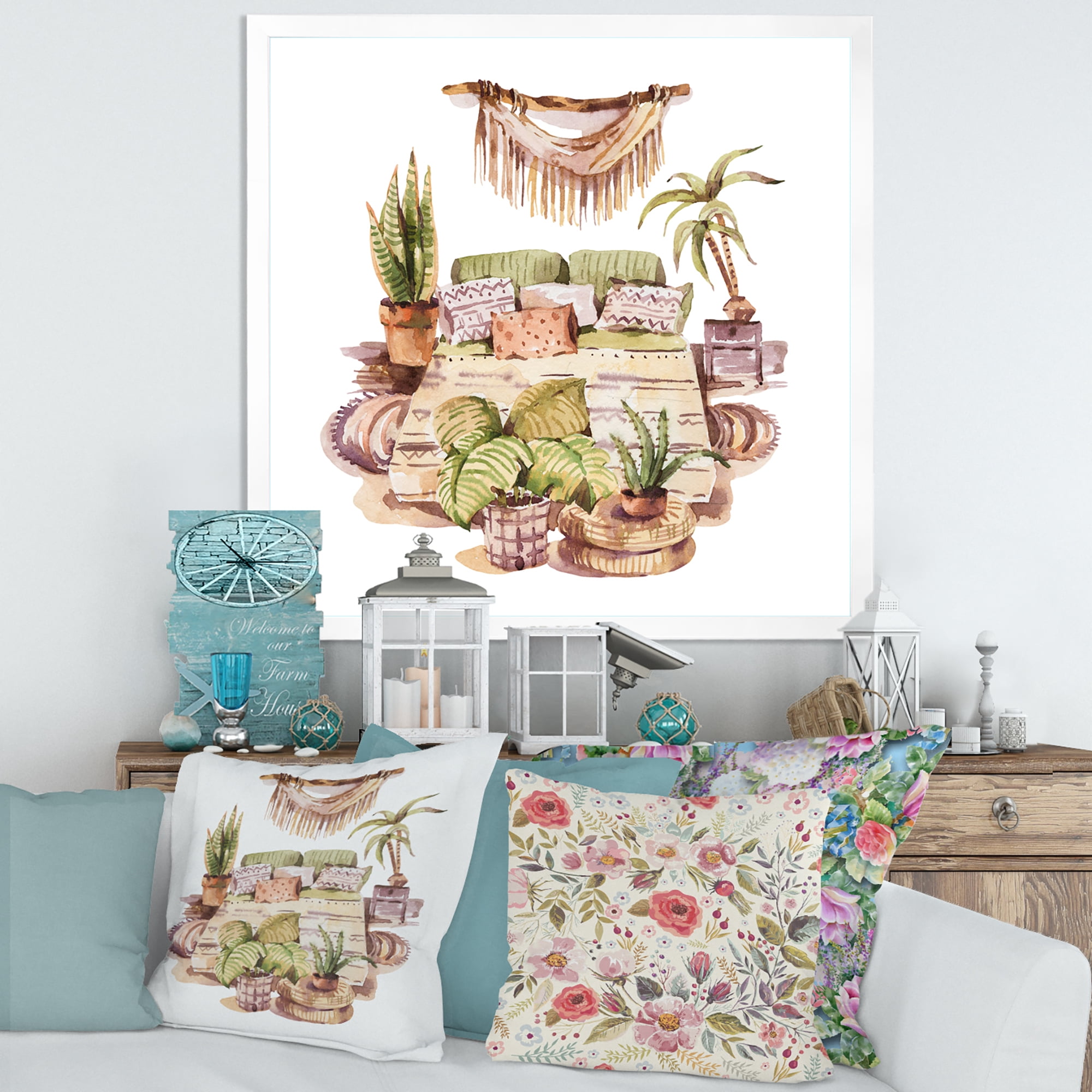 Designart 'Indoor House Plants Urban Jungle in Flowerpots IV' Traditional Framed Art Print